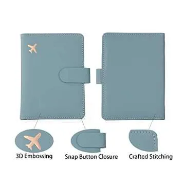 Cnycmy Passport Holder with Airtag,Passport-Wallet-Holder for Women, RFID Passport Holder with Slot Waterproof, PU Leather Travel Passport Case (greyish green)
