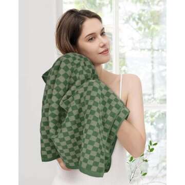 Jacquotha Green Checkered Luxury Bath Towels 2 Pack