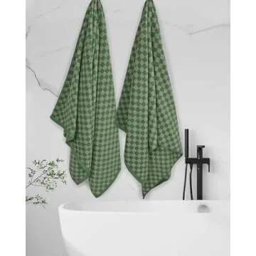 Jacquotha Green Checkered Luxury Bath Towels 2 Pack