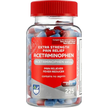 Rite Aid Extra Strength 500 mg Acetaminophen Pain Relief, Rapid Release Gelcaps - 225 Count | Effect...