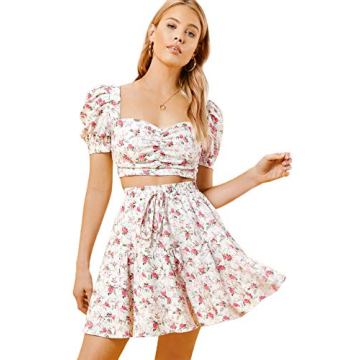 Floerns Floral Off Shoulder Two Piece Outfit for Women