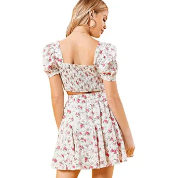Floerns Floral Off Shoulder Two Piece Outfit for Women