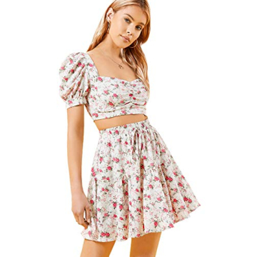Floerns Floral Off Shoulder Two Piece Outfit for Women