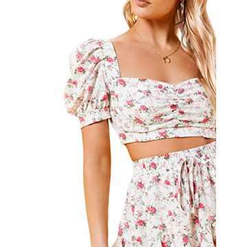 Floerns Floral Off Shoulder Two Piece Outfit for Women