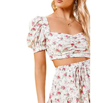 Floerns Floral Off Shoulder Two Piece Outfit for Women