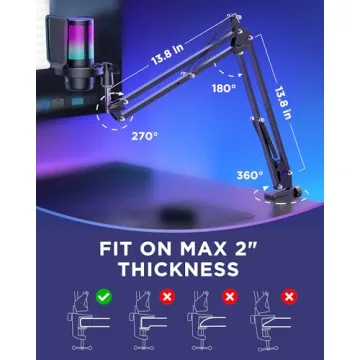 InnoGear Gaming USB Microphone, AI-Noise Cancelling Condenser Mic with Mute, Gain, RGB Indicator, Boom Arm Stand for Streaming, Podcast, Twitch, YouTube, Discord, PC, Computer, PS4, PS5, Mac, Black