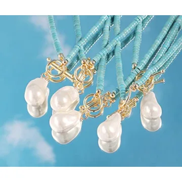 Aobei Pearl Bohemian Simulated Turquoise Choker Necklace