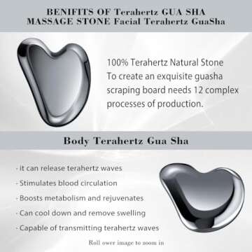 FSwsawX Terahertz Gua sha Facial Tool， Natural Terahertz Gua sha Board for SPA Therapy Trigger Point Treatment and Mitigation Deep Tissue of Tensions and Pains, 2.48 Fl Oz