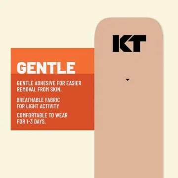 KT Tape, Kinesiology Athletic Tape, Gentle Adhesive for Sensitive Skin, 20 Count, 10" Precut Strips, Beige