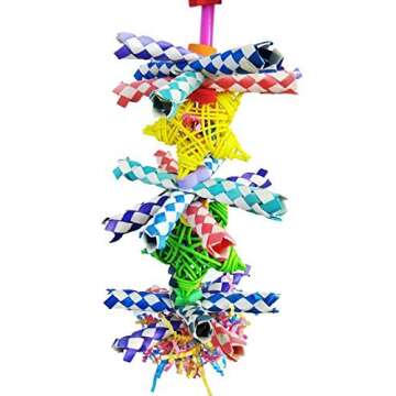 Bonka Bird Toys 1586 Duo Foraging Star Shred - Vibrant, Shreddable Parrot Toy with Bamboo & Paper, I...