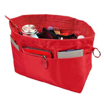 Vercord Handbag Organizer with 11 Pockets Red Medium