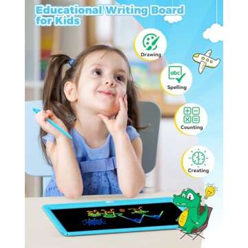 KOKODI 15 Inch LCD Writing Tablet with Anti-Lost Stylus, Erasable Doodle Board Colorful Toddler Draw...