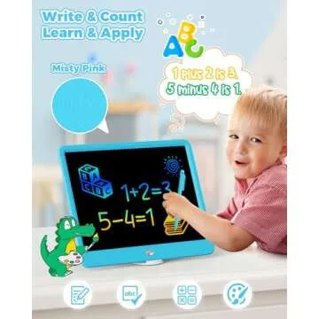 KOKODI 15 Inch LCD Writing Tablet with Anti-Lost Stylus, Erasable Doodle Board Colorful Toddler Drawing Pad, Car Travel School Games Toys for 3 4 5 6 7 8 Kids, Birthday Gift for Girls Boys Blue