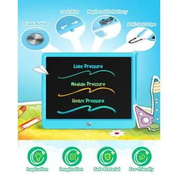 KOKODI 15 Inch LCD Writing Tablet with Anti-Lost Stylus, Erasable Doodle Board Colorful Toddler Drawing Pad, Car Travel School Games Toys for 3 4 5 6 7 8 Kids, Birthday Gift for Girls Boys Blue
