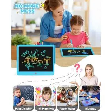 KOKODI 15 Inch LCD Writing Tablet with Anti-Lost Stylus, Erasable Doodle Board Colorful Toddler Drawing Pad, Car Travel School Games Toys for 3 4 5 6 7 8 Kids, Birthday Gift for Girls Boys Blue