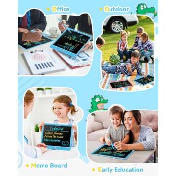 KOKODI 15 Inch LCD Writing Tablet with Anti-Lost Stylus, Erasable Doodle Board Colorful Toddler Drawing Pad, Car Travel School Games Toys for 3 4 5 6 7 8 Kids, Birthday Gift for Girls Boys Blue