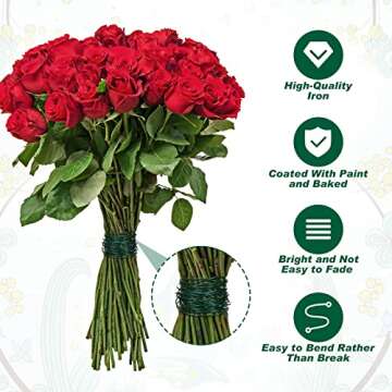 6 Pcs 361 Yards Flexible Paddle Wire Green Floral Florist Wire 22 24 26 Gauge Wreath Wire for Flower Arrangement Bouquet Wrap Easter Wedding Graduation Mother's Day Thanks Nurse Party Garland Supplies