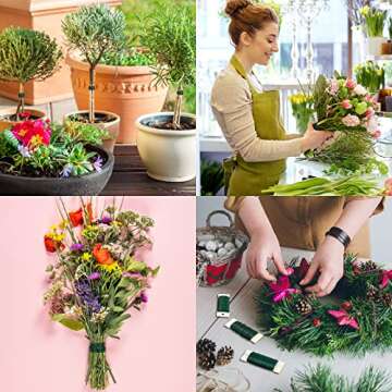 6 Pcs 361 Yards Flexible Paddle Wire Green Floral Florist Wire 22 24 26 Gauge Wreath Wire for Flower Arrangement Bouquet Wrap Easter Wedding Graduation Mother's Day Thanks Nurse Party Garland Supplies