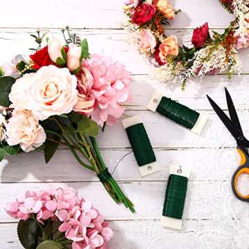 6 Pcs 361 Yards Flexible Paddle Wire Green Floral Florist Wire 22 24 26 Gauge Wreath Wire for Flower Arrangement Bouquet Wrap Easter Wedding Graduation Mother's Day Thanks Nurse Party Garland Supplies