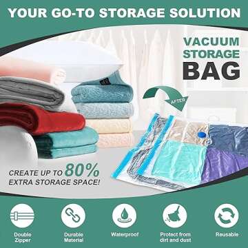 WTREE 20 Pack Vacuum Storage Bags, Space Saver Bags, Vacuum Sealed Bags for Comforters, Blankets, Cl...