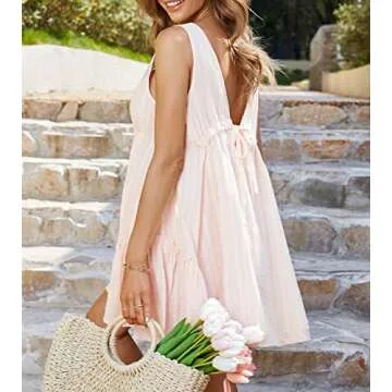 CUPSHE Women's Pink Drawstring Backless Short Dress