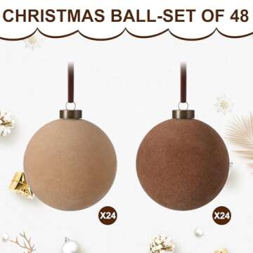 Sotiff Christmas Tree Decorations 2.4 Inch Velvet Christmas Balls Christmas Ornaments Balls for Family Holiday Wedding Party Xmas Tree Hanging Decoration (Classic Color,48 Pcs)