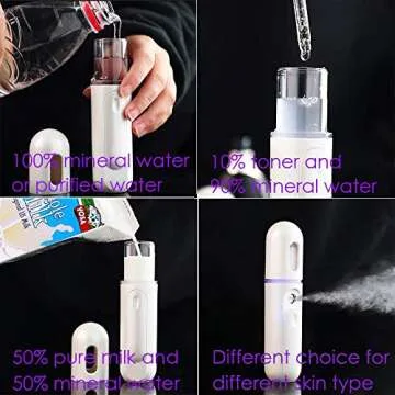 Potable Nano Facial Mister, 30ML UrChoice Cool Mist Facial Handy Mist Sprayer, Moisturizing and Hydrating for Skin Care, Makeup, Eyelash Extensions(White)
