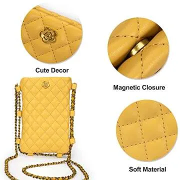 Montana West Small Crossbody Bags for Women Trendy Quilted Cell Phone Purse Chain Wallet Bag MWC-141YL