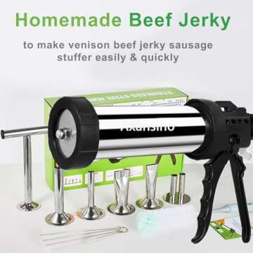 Large Capacity Jerky Gun Kits, Jerky Cannon, Stainless Steel Jerky Marker, Jerky Shooter, Meat Gun, Beef Deer Jerky Making Gun Kit, Gift for Women Men