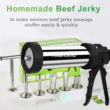 Large Capacity Jerky Gun Kits, Jerky Cannon, Stainless Steel Jerky Marker, Jerky Shooter, Meat Gun, Beef Deer Jerky Making Gun Kit, Gift for Women Men