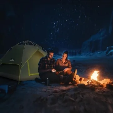 ASFANES 2 People Automatic Camping Tent, Instant Tent for Outdoor Camping, Ultralight Dome Tent 4 Seasons Waterproof & Windproof Camping Tent with Removable Outer Tarpaulin, Army Green