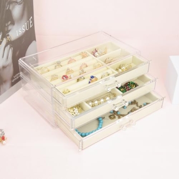 Weiai Acrylic Jewelry Box 3 Drawers Velvet Organizer