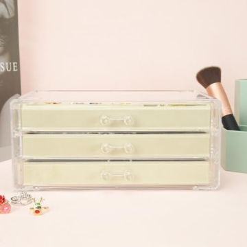 Weiai Acrylic Jewelry Box 3 Drawers Velvet Organizer