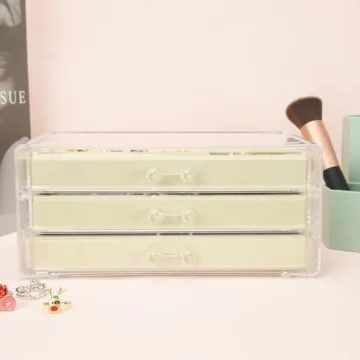 Weiai Acrylic Jewelry Box 3 Drawers Velvet Organizer