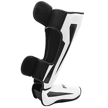 FIVING Martial Arts Shin Guards Padded, Adjustable Muay Thai Leg Guards with Instep Protection for K...