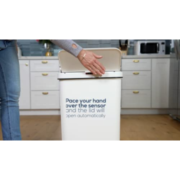 SIMPLI-MAGIC 13 Gallon Touchless Sensor Trash Can White