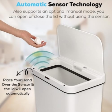 SIMPLI-MAGIC 13 Gallon Touchless Sensor Trash Can White