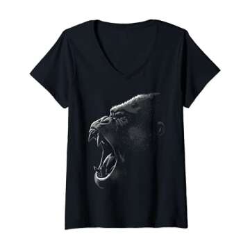Womens Group leader male gorilla V-Neck T-Shirt