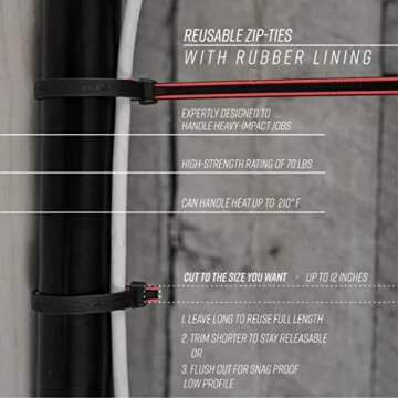 GripLockTies, Durable 12 Inch Reusable Zip Ties for Any Job