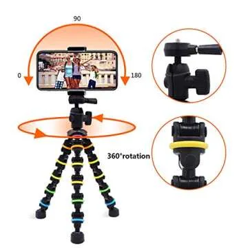 Phone Tripod, LINKCOOL Octopus Phone Tripod Portable and Adjustable Tripod Stand Holder with Bluetooth Remote Control Compatible with Most Smartphones, GoPros, and Digital Cameras