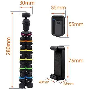 Phone Tripod, LINKCOOL Octopus Phone Tripod Portable and Adjustable Tripod Stand Holder with Bluetooth Remote Control Compatible with Most Smartphones, GoPros, and Digital Cameras