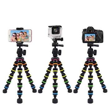 Phone Tripod, LINKCOOL Octopus Phone Tripod Portable and Adjustable Tripod Stand Holder with Bluetooth Remote Control Compatible with Most Smartphones, GoPros, and Digital Cameras