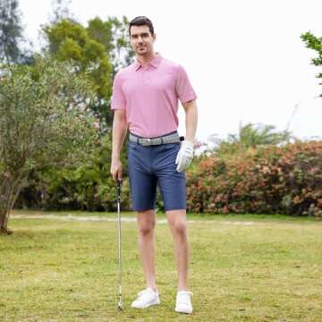 Mens Golf Shirts Moisture Wicking Dry Fit Short Sleeve Performance Sport Stripe Golf Polo Shirts for Men