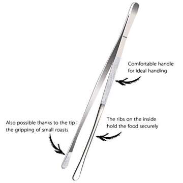 Tangoowal 12-Inch Professional Kitchen & Cooking Tweezers Tongs - Stainless Steel Long Tweezer Tongs...