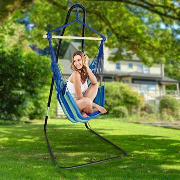Sorbus Hanging Chair with Stand - Stylish Indoor/Outdoor Comfort