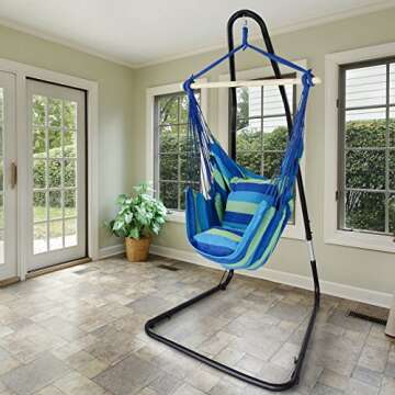 Sorbus Hanging Chair with Stand - Stylish Indoor/Outdoor Comfort