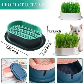 YUMINGUHC 3Pcs Cat Grass Planter (No Seeds Included) Wheatgrass Planting Trays Hydroponic Cat Grass Growing Kits for Indoor Cats Soilless Organic Nursery Box Pet Grass Pot (H)