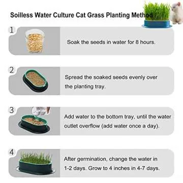 YUMINGUHC 3Pcs Cat Grass Planter (No Seeds Included) Wheatgrass Planting Trays Hydroponic Cat Grass Growing Kits for Indoor Cats Soilless Organic Nursery Box Pet Grass Pot (H)