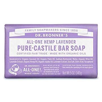 Dr. Bronner's Pure-Castile Bar Soap - Lavender, 5 Oz (6 Pack)