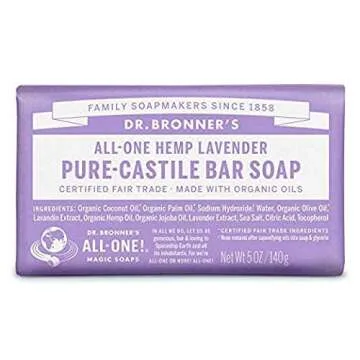 Dr. Bronner's Pure-Castile Bar Soap - Lavender, 5 Oz (6 Pack)